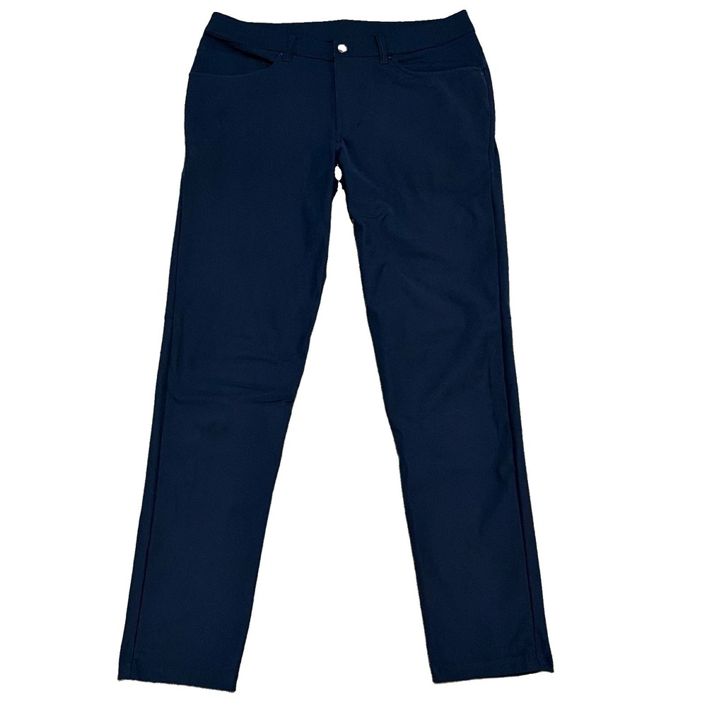 Lululemon Mens ABC Pants 33(34)x31 Pant Slim Warpstreme Navy Blue LM5ADAS